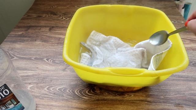 1 ложка в таз с водой и КУХОННЫЕ ПОЛОТЕНЦА чище новых