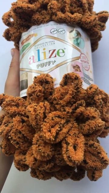 Подробный обзор плюшевой пряжи Alize Puffy №717 Тигр