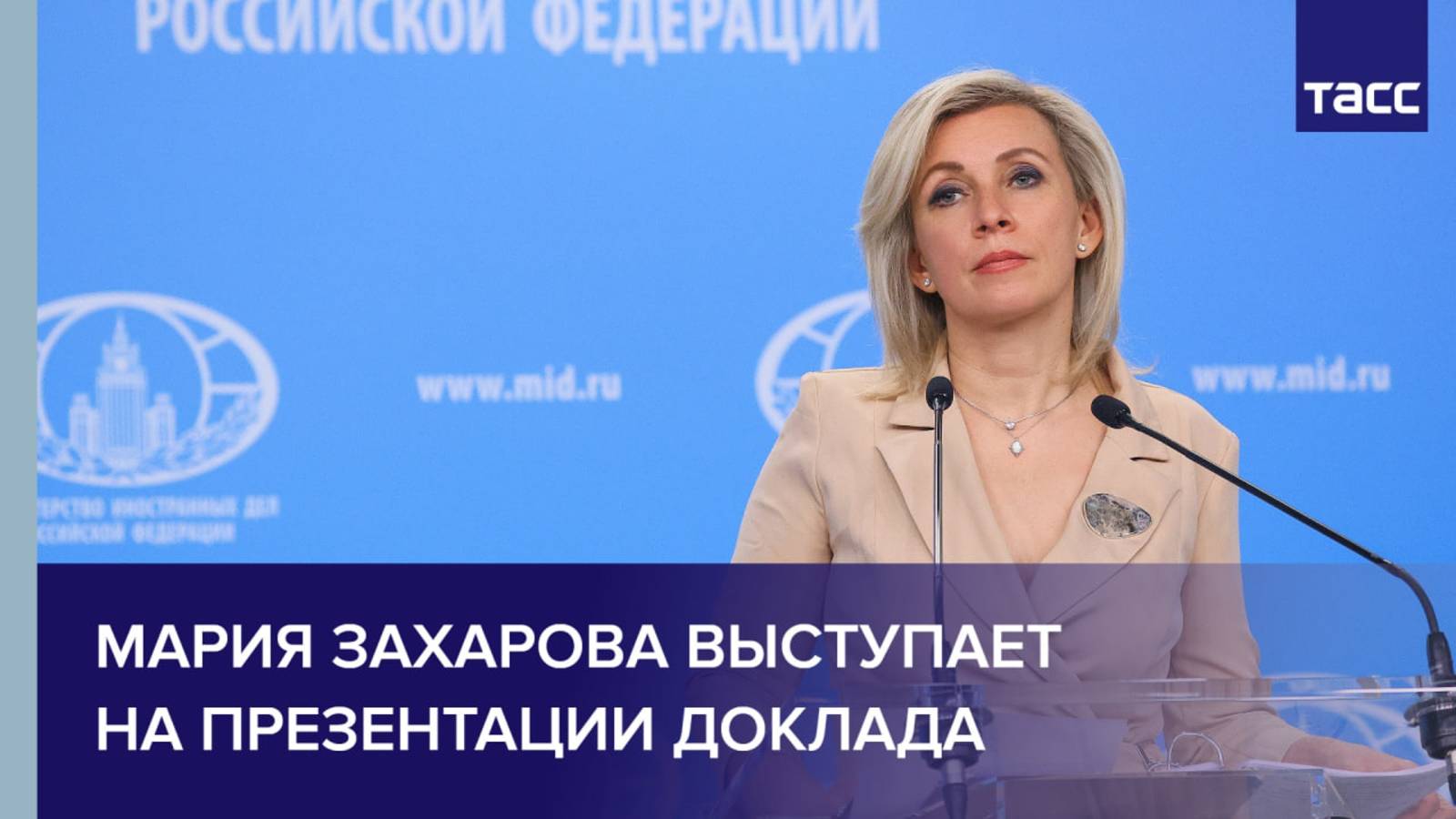 Мария Захарова выступает на презентации доклада