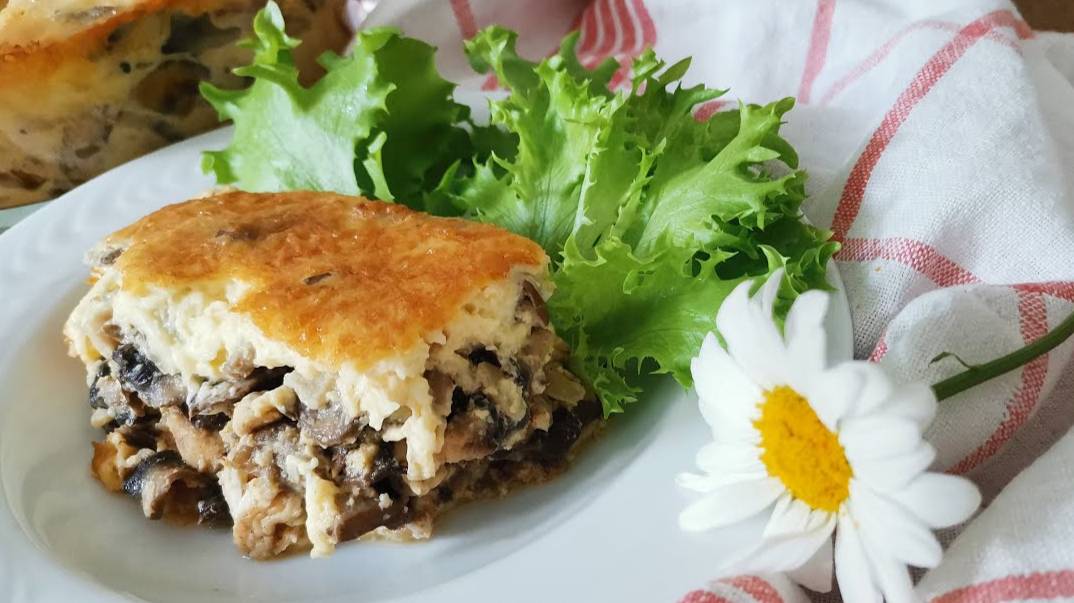 Рецепт куриной запеканки с грибами под сырной корочкой. Готовим в духовке.