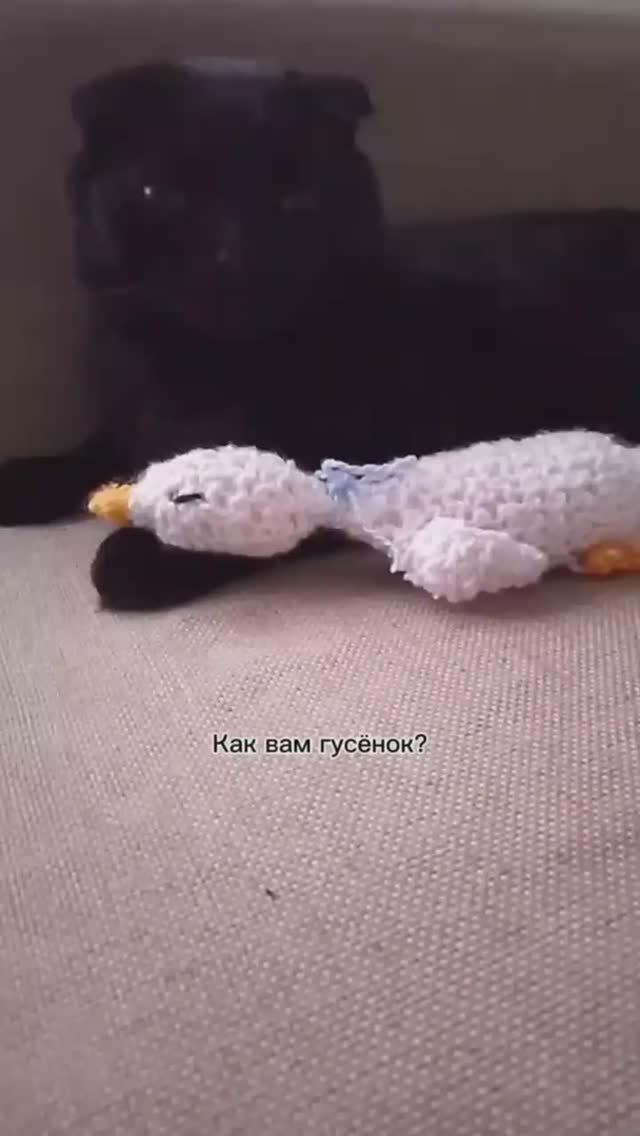 Самодельный гусь обнимусь из пряжи