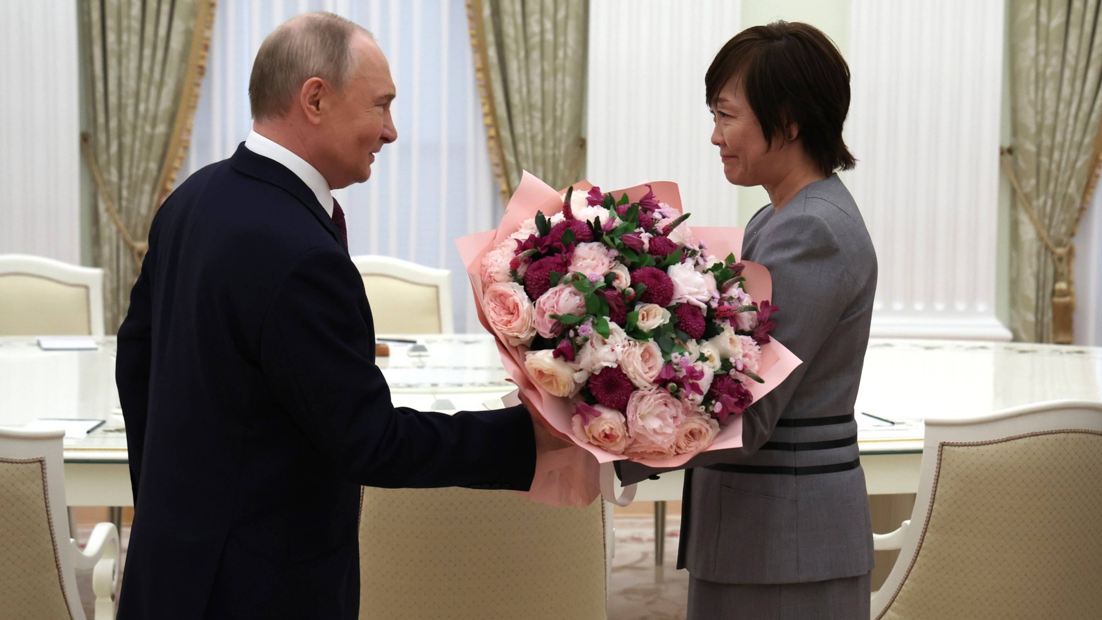 Владимир Путин принял в Кремле вдову бывшего Премьер-министра Японии Синдзо Абэ – Акиэ Абэ, 29 мая