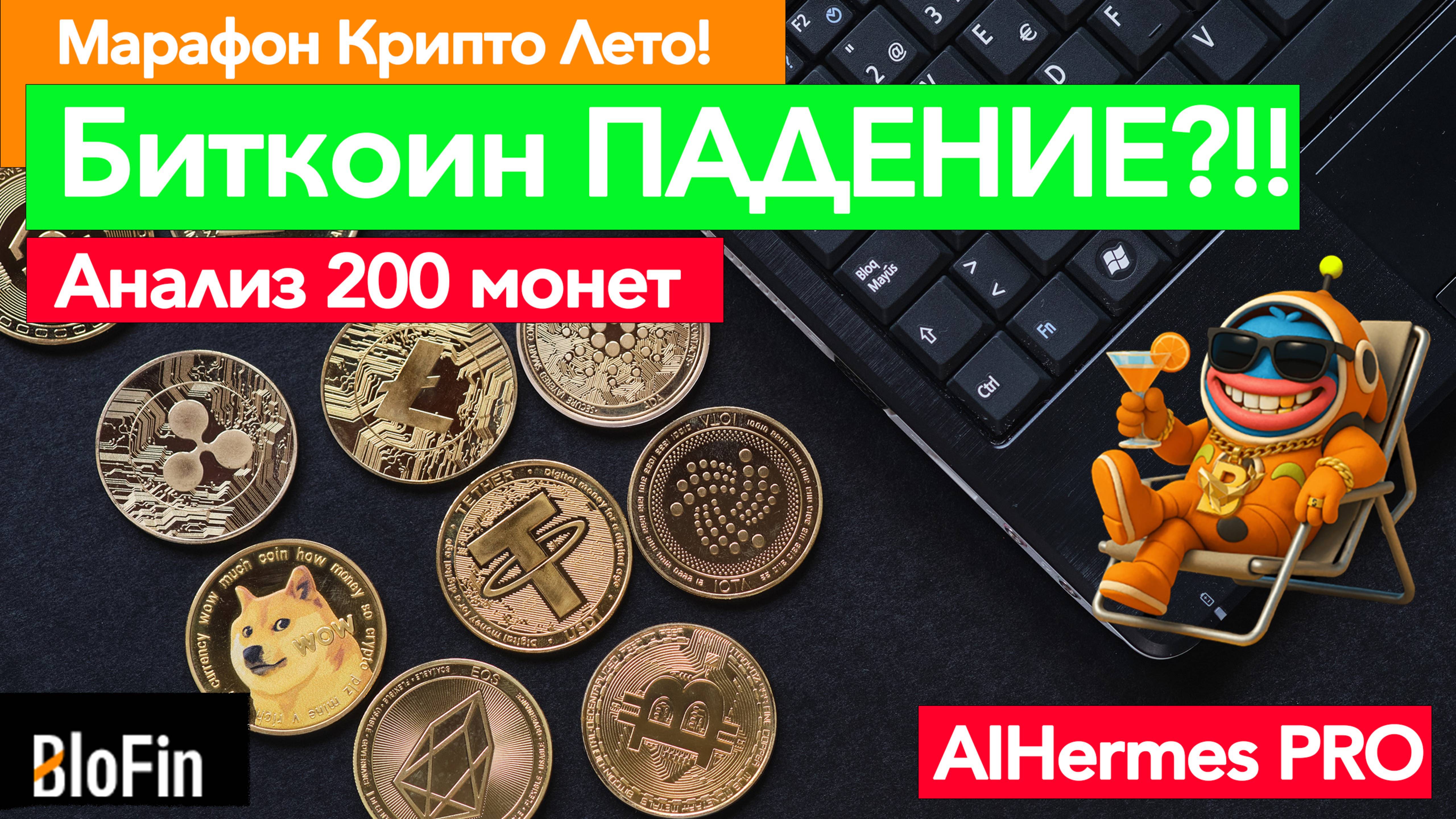 📉 Биткоин падение. Крипта анализ 200 монет — свежий обзор