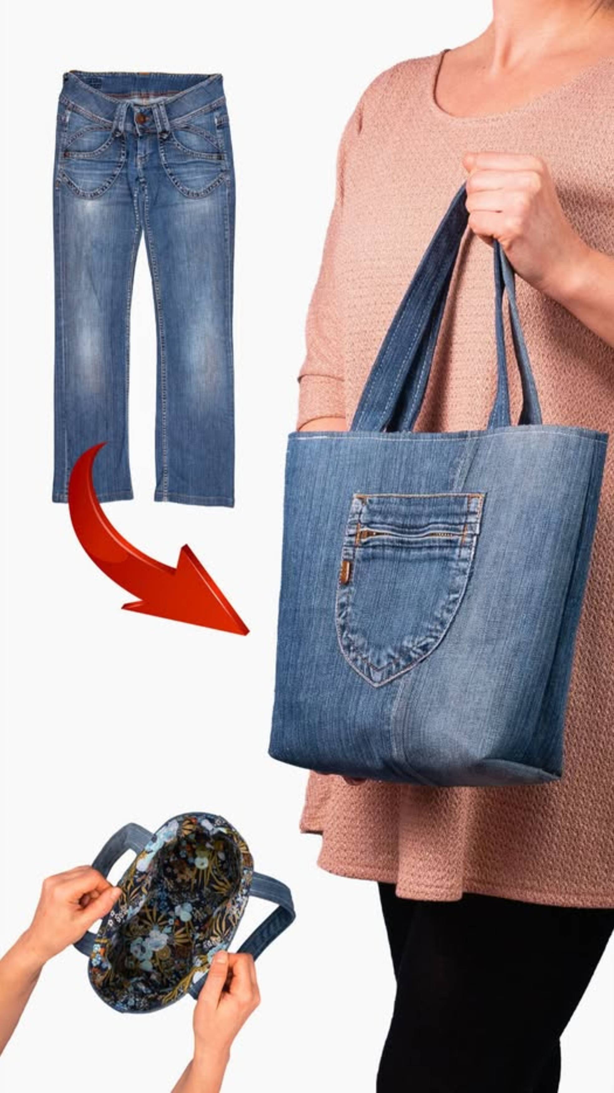Сумку-шоппер из старых джинсов легко сшить своими руками 👜✂️