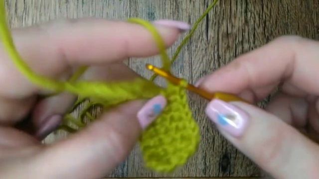 Полустолбики с накидом.Вязание.