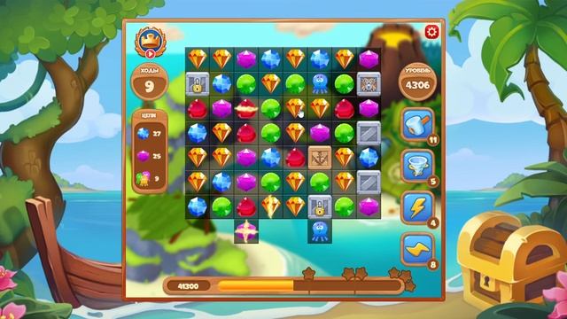 Как пройти уровень 4306 игры Сокровища Пиратов