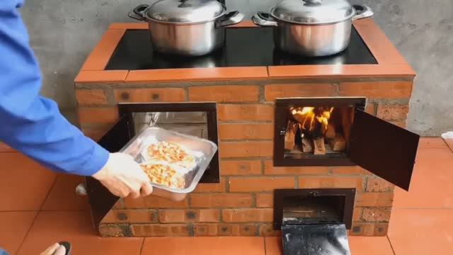 1Бездымная простая 3 в 1 Печка + Плита + Духовка Греет Варит и Печет Своими руками для дома дачи