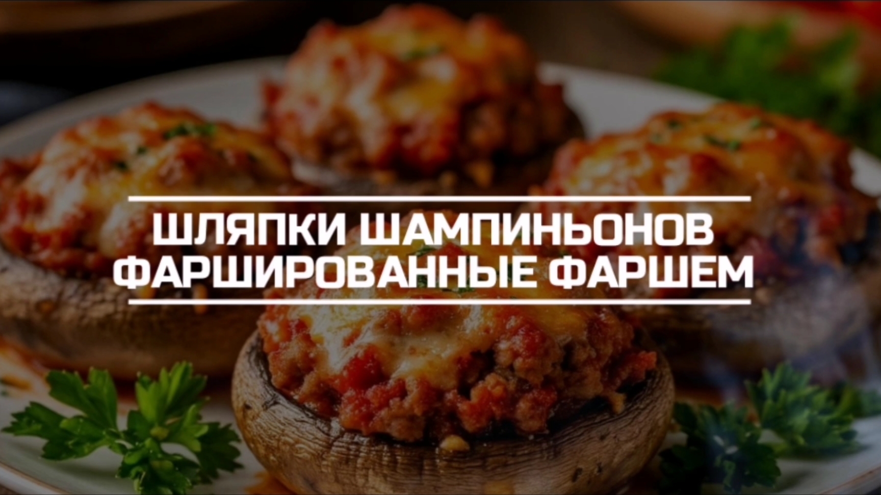 Запеченые фаршированные шляпки шампиньонов.