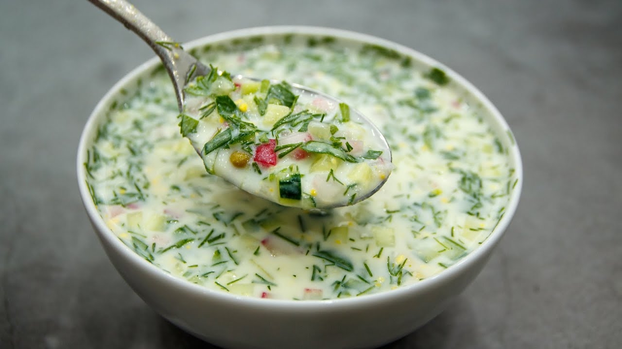 Мукбанг "Окро́шка" -  холодный суп русской кухни 🍲🥗🥣