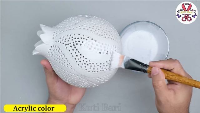 Table lamp making || Lighting lamp corner Flower vase || Cement flower vase making
