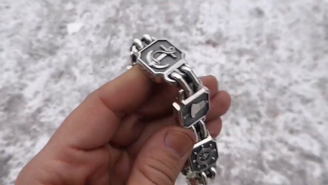 Браслет мужской для моряков Парусник, серебро 925 пробы