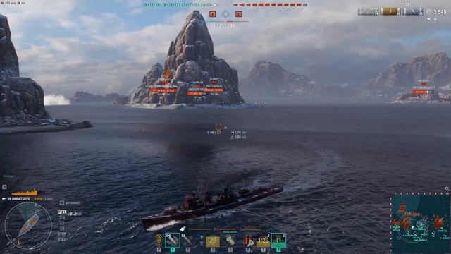 Эсминец Shiratsuyu. Принял бой,  Один против всех. World of Warships