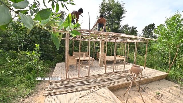 Build Bamboo Craft Villa House And Swimming Pools Part I