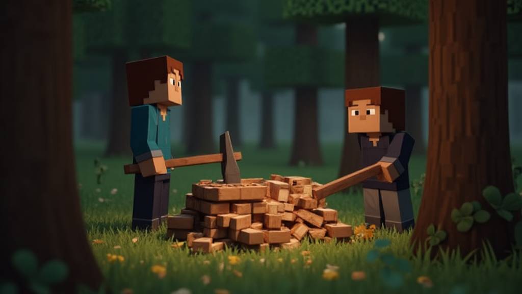 🌳 Лесные трофеи: охота за деревом в Minecraft! 🪓