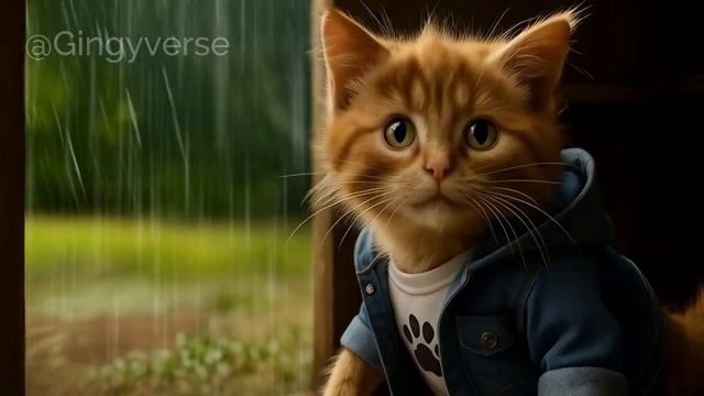🌩️ Tiny Cat Caught in the Rain_ A Thunderstorm with a Gentle Ending 🐱🌦️