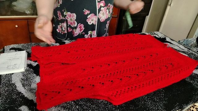 185)-30.05.25.Вяжу и не тужу 🧶👩🌹красная кофта 🌹🧶.