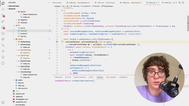 Урок 70. Форма: создание своей обёртки (TypeScript, Node.js, React)