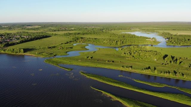Слияние рек Волги и Сороки с высоты птичьего полёта