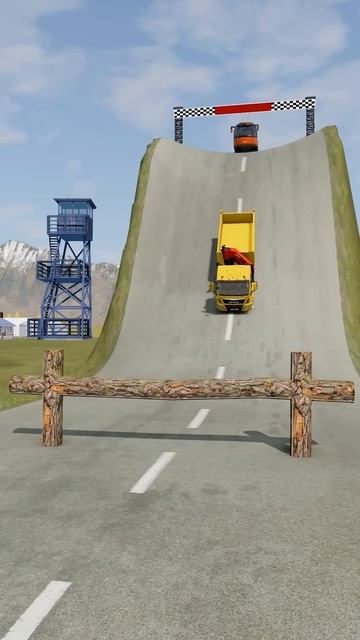 7uRclhfux6U - Colorful trucks & Buses vs Log Trap - BeamNG.drive