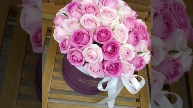 Микс из роз в коробке 51 шт. "Шепот страсти"