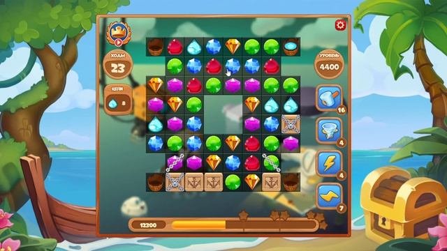 Как пройти уровень 4400 игры Сокровища Пиратов