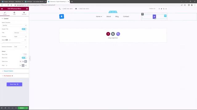 Elementor Royal Addons: Elementor Free Offcanavs Menu Tutorial - AKA Side Menu or Navbar