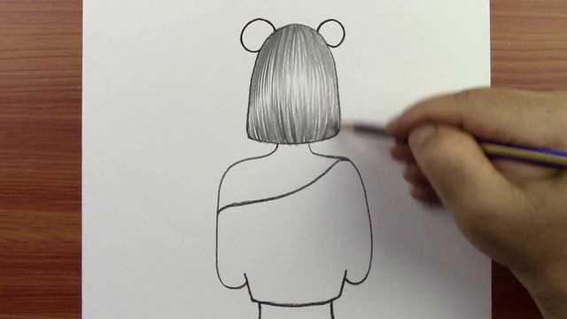 Как нарисовать девушку, отворачивающуюся назад, легкий рисунок карандашом