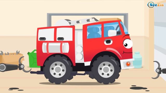 Экскаватор играет с Монстр Траком - Истории Машинок - Мультфильмы для детей
