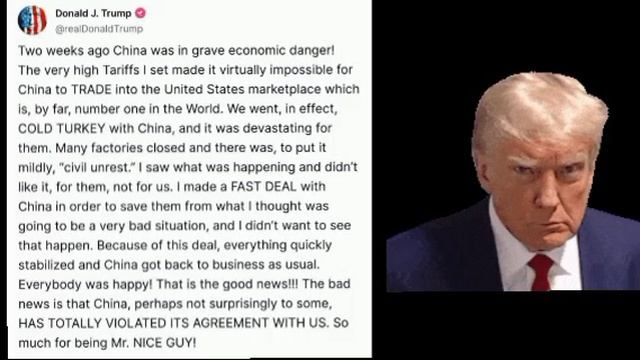 Очередная неприятность постигла Трампа. ☝️💥Он спас Китай а Китай не хочет спасаться.