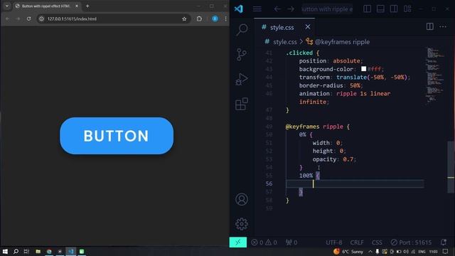 Кнопка с волновым эффектом при клике HTML, CSS & JavaScript || Butto
