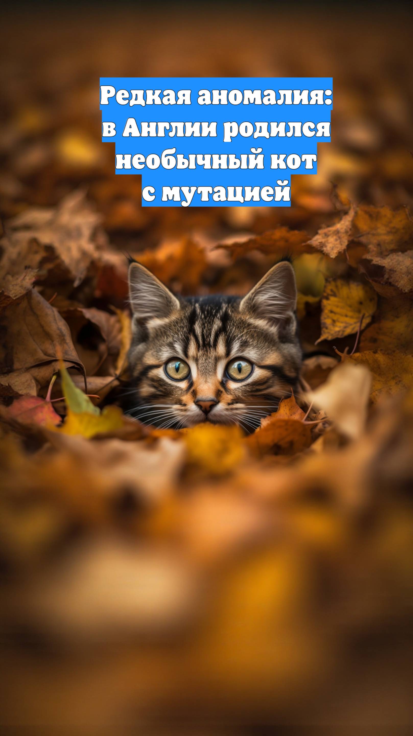 Редкая аномалия: в Англии родился необычный кот с мутацией