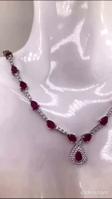Колье из серебра. Рубин, циркон