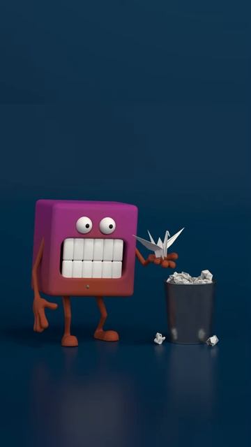 L8BTm_-Rs8g - ORIGAMI MONSTER 🗑️ #asmr #satisfying #shorts  #animation