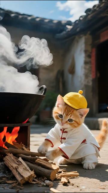 Котёночек пьёт свежий чай 😺