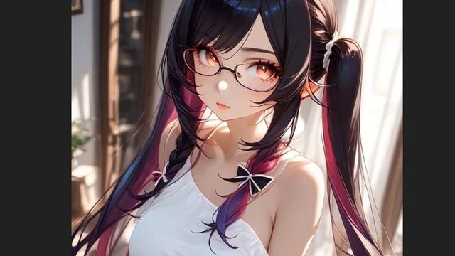 33 Красивая Аниме Девушка в Очках