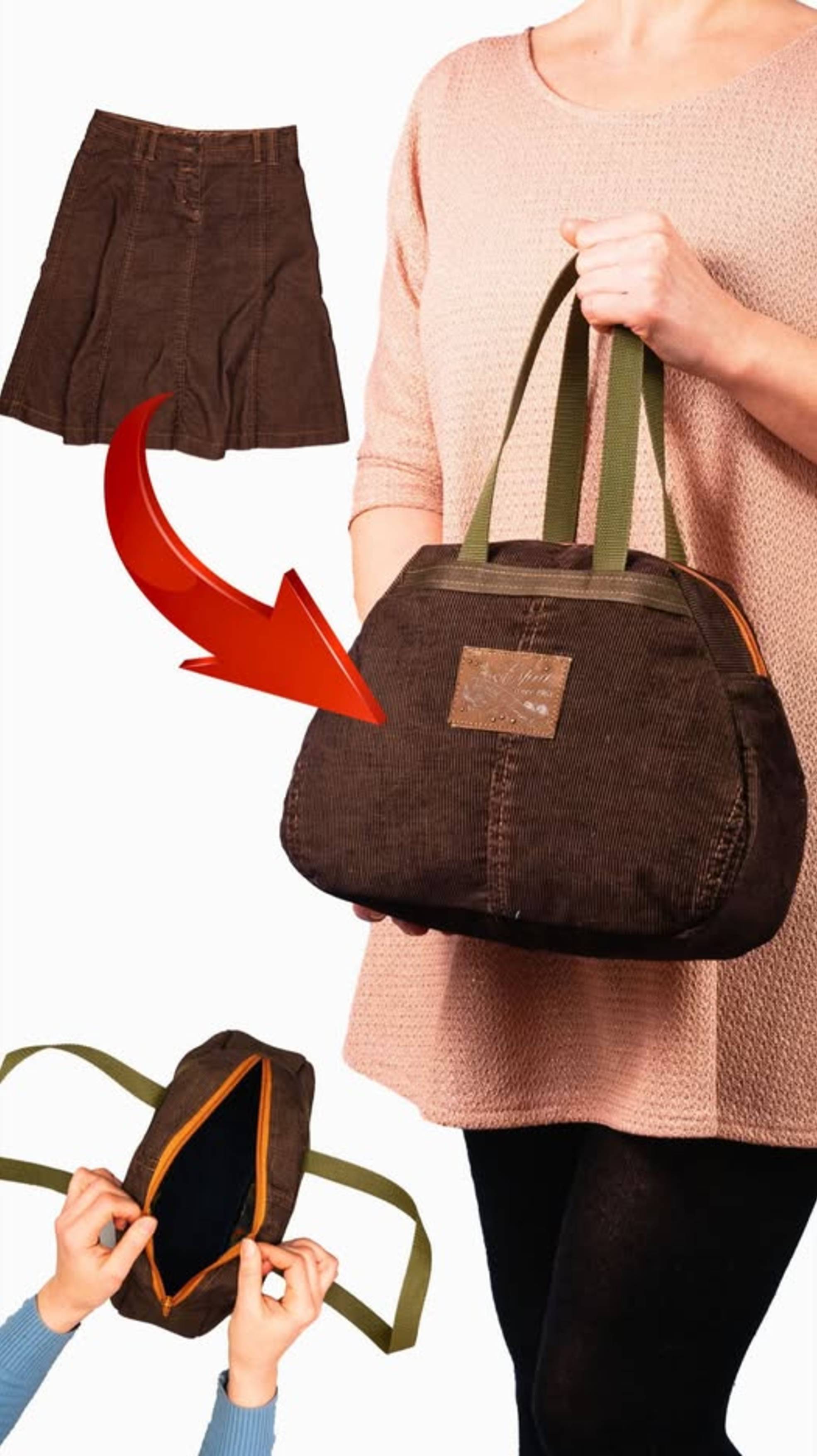 Как легко сшить стильную сумочку своими руками из старой юбки 👜✂️