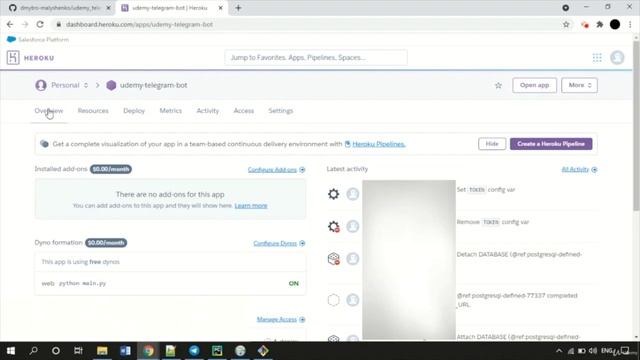 004. Настройка надстройки Postgres на Heroku.