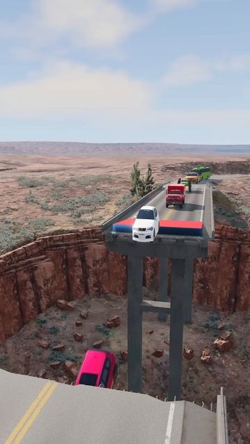 MZG-SmxOXMo - Colorful Small to Giant Cars vs Broken Bridge ｜ BeamNG.drive!