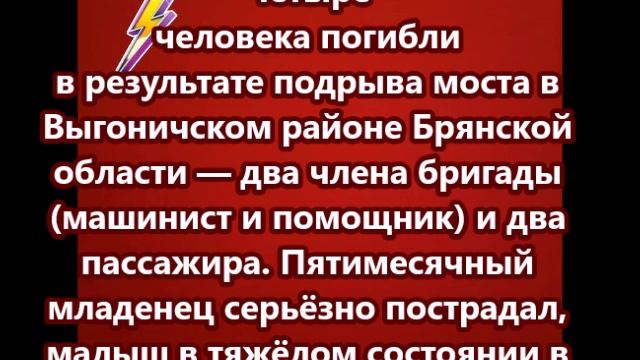 Четыре человека погибли в результате подрыва моста в Выгоничском районе Брянской области