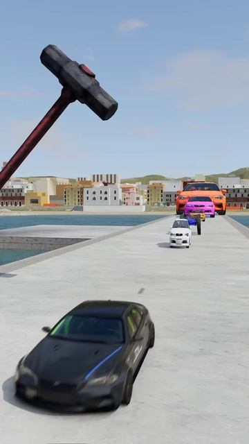 SBPwAweZ6pk - Colorful Small to Giant Cars vs Hammer ｜ BeamNG.drive!