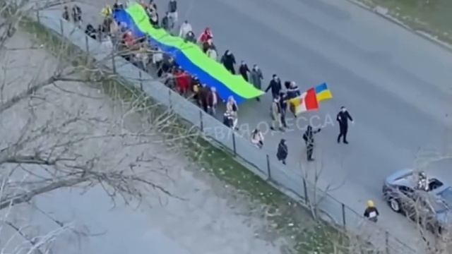 Многочисленная колонна в поддержку Украины в Одессе 24.03. Column in support of Ukraine in Odessa
