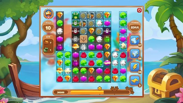 Как пройти уровень 8944 игры Сокровища Пиратов