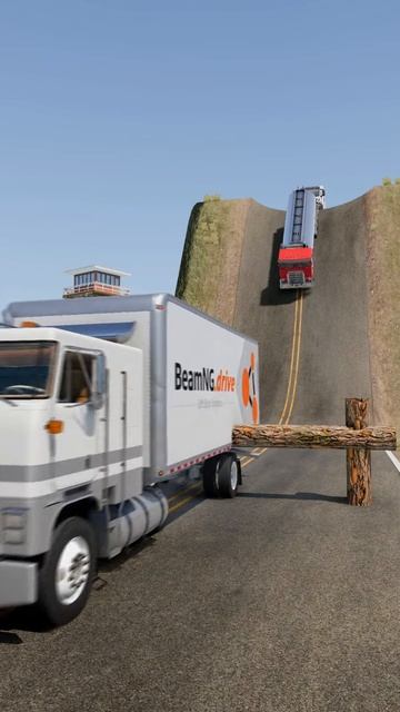 5VS2DtW-NmQ - Cars & School Bus vs Log Trap - BeamNG.drive!
