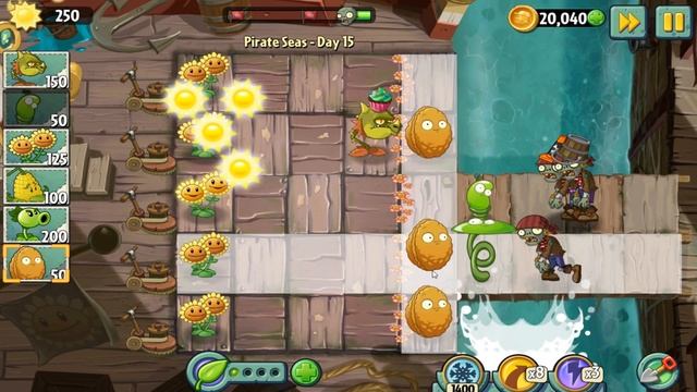 Растения против зомби 2 Прохождение Пираты 14, 15