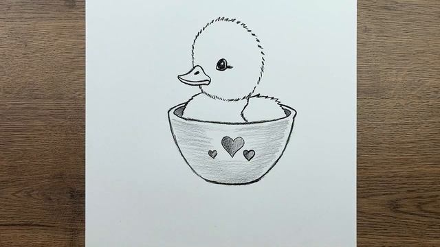 Как нарисовать милого утёнка карандашом - Пошаговое руководство для начинающих