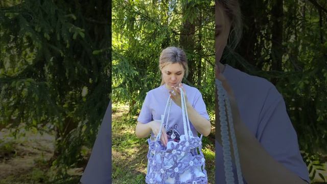 Цветочная авоська в технике макраме