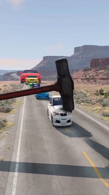 ELDgxVWldQo - Colorful Small to Giant Cars vs Hammer ｜ BeamNG.drive!