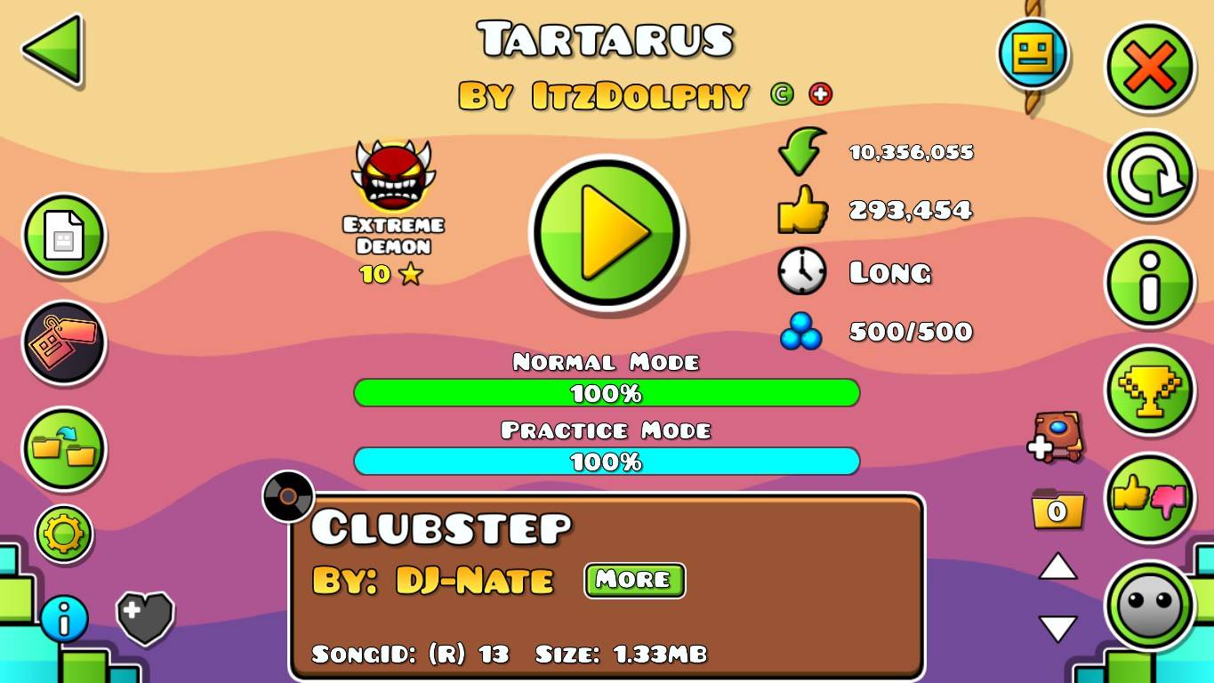 Geometry Dash. Tartarus by ItzDolphy (Ex. Demon) - 100%    (Тихий звук)