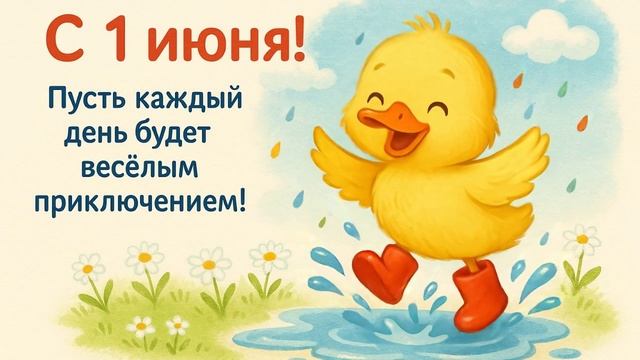 Открытка ко Дню Защиты детей. Создала нейросетью