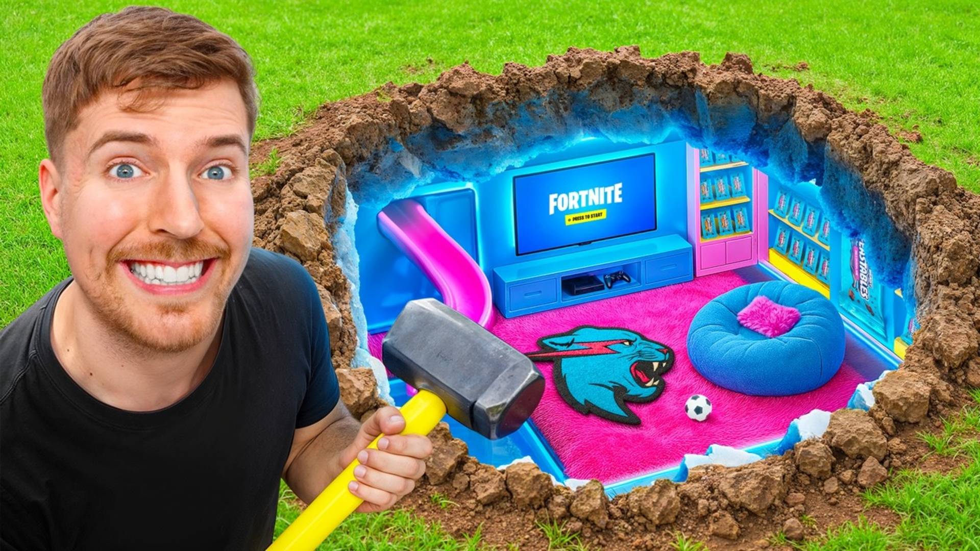 Матвей Бим построил секретную комнату на складе MrBeast!